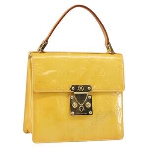 LOUIS VUITTON Monogram Vernis Spring Street Bag Lime Yellow M91068 Auth 146698